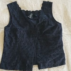 Express button up black tank top navy blue